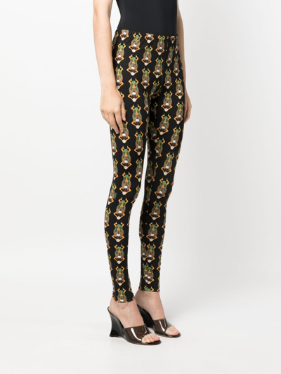 Shop La Doublej Graphic-print Elasticated-waist Leggings In Black