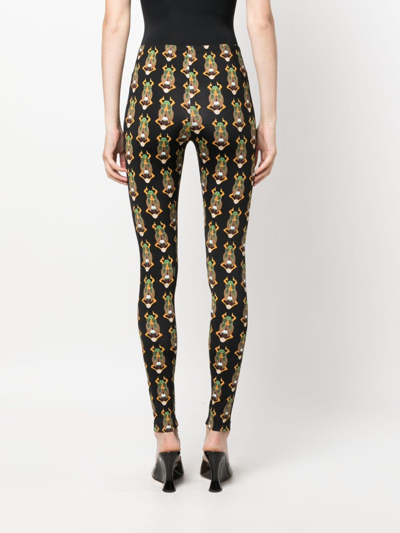 Shop La Doublej Graphic-print Elasticated-waist Leggings In Black