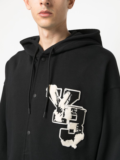 Shop Y-3 Logo-patch Organic-cotton Hoodie In Black