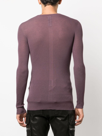 Shop Rick Owens Ribbed-knit Virgin Wool Jumper In Purple