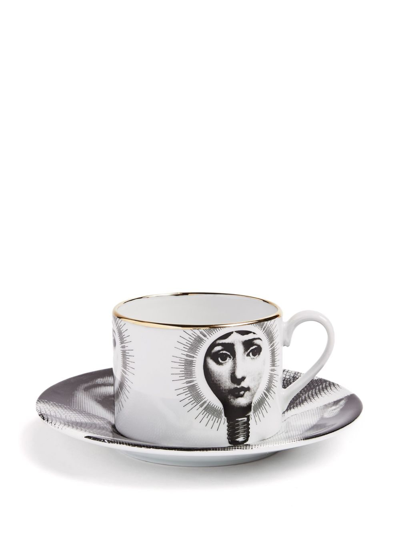 Shop Fornasetti Lampadina Porcelain Tea Cup In White