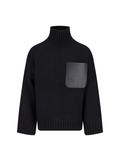 Shop Jw Anderson Leather Pocket Sweater In Black  