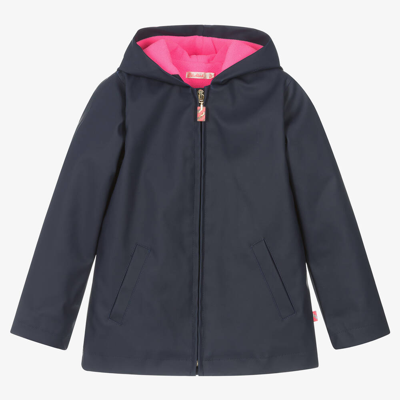 Shop Billieblush Girls Navy Blue Hooded Raincoat