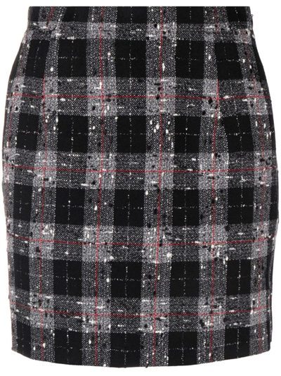 Shop Alessandra Rich .checked Lurex Wool Mini Skirt In Black  