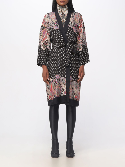 Shop Etro Jacket In Silk With Graphic Print In Black