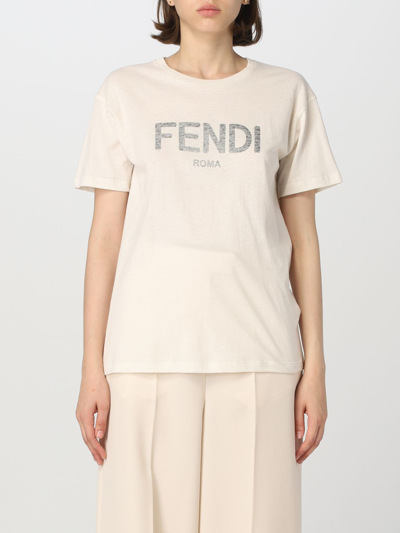 Shop Fendi T-shirt  Woman In Yellow Cream