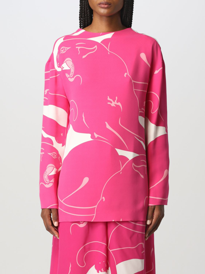 Shop Valentino Blouse In Panther Cady In Pink