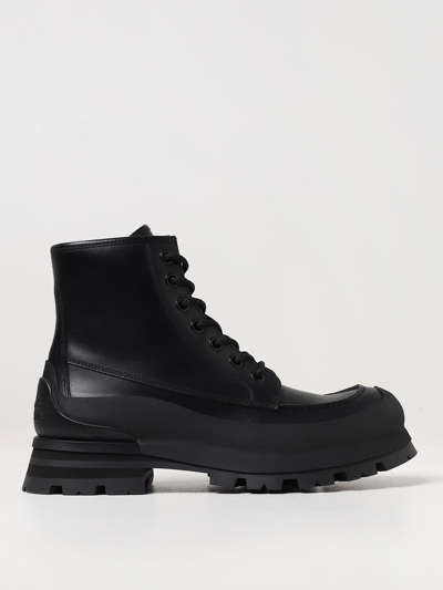 Shop Alexander Mcqueen Wander Leather Ankle Boots In Black