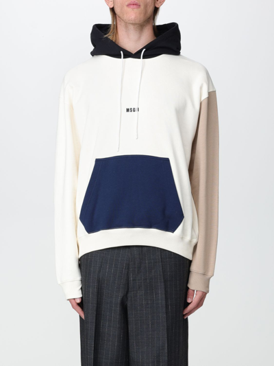 Shop Msgm Cotton Sweatshirt With Printed Logo In White