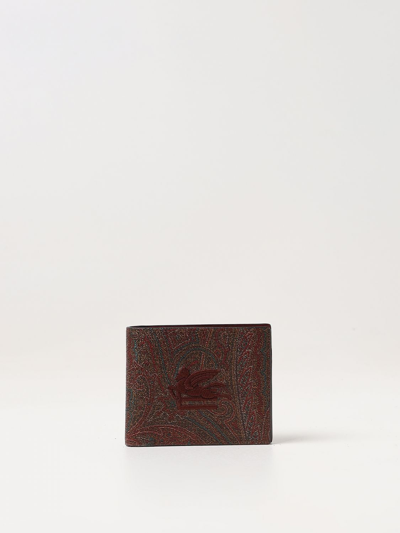 Shop Etro Wallet In Coated Cotton With Embroidered Logo In Brown