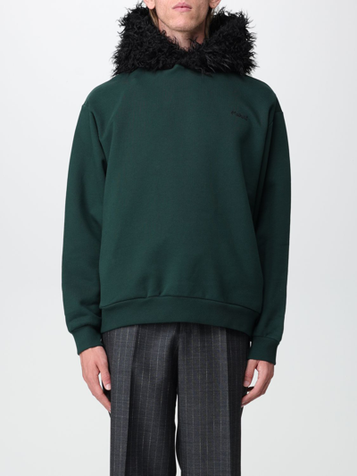 Shop Marni Cotton Sweatshirt With Hood In Green