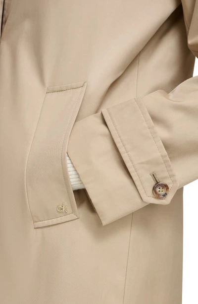 Shop Calvin Klein Water Resistant A-line Trench Coat In Khaki