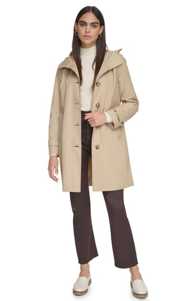 Shop Calvin Klein Water Resistant A-line Trench Coat In Khaki