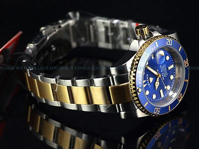 Pre-owned Legend Rare  Men's 200m Deep Blue Diver Automatic Two Tone Ss Blue Dial Watch