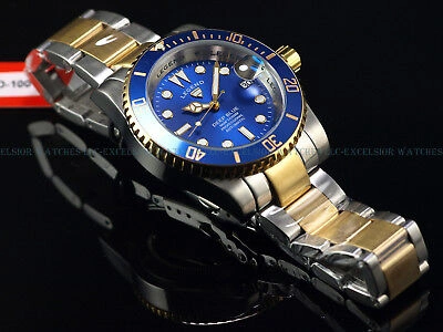 Pre-owned Legend Rare  Men's 200m Deep Blue Diver Automatic Two Tone Ss Blue Dial Watch