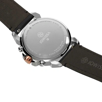 Pre-owned Jowissa Men's Watch Lewy 9 Date Display Chronograph Black Leather Strap J7.128.l