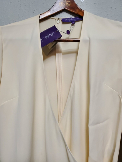 Pre-owned Ralph Lauren Purple Label $2195  Elizabeth V-neck Ivory 100% Silk Womens Blouse:6 In White