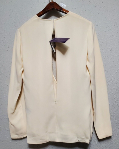 Pre-owned Ralph Lauren Purple Label $2195  Elizabeth V-neck Ivory 100% Silk Womens Blouse:6 In White