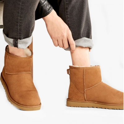 Pre-owned Ugg Boots Classic Mini Boot Shearling Chestnut Suede Boots Shoes 43 In Brown