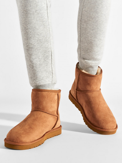 Pre-owned Ugg Boots Classic Mini Boot Shearling Chestnut Suede Boots Shoes 43 In Brown