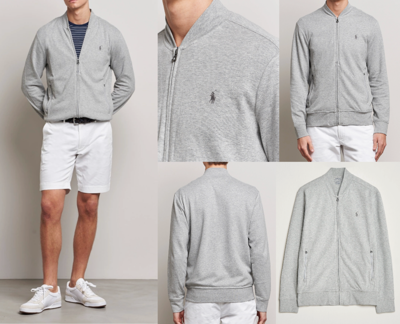 Pre-owned Polo Ralph Lauren Sweat Jacket Sweater Baseball Jacket Bomber Blouson M In Gray