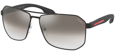 Pre-owned Prada Linea Rossa Sps51v Matte Black/grey Shaded Mirrored (1bo-5o0) Sunglasses