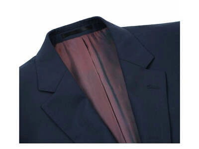 Pre-owned Renoir Men  Suit Super 140s Soft Wool 2button Side Vent Classic Fit 508 Navy Blue