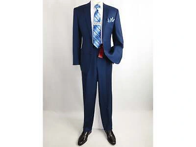 Pre-owned Renoir Men  Suit Super 140s Soft Wool 2button Side Vent Classic Fit 508 Navy Blue