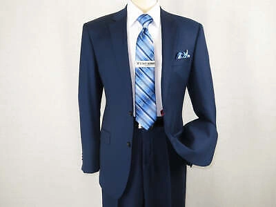 Pre-owned Renoir Men  Suit Super 140s Soft Wool 2button Side Vent Classic Fit 508 Navy Blue