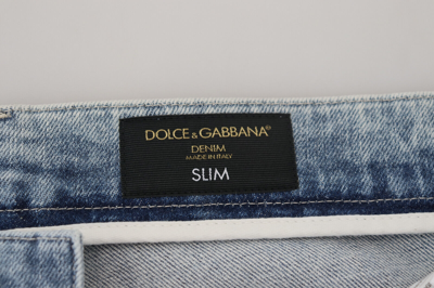 Pre-owned Dolce & Gabbana Jeans Blue Wash Slim Fit Cotton Denim It56 / W40 /xxl Rrp 800usd