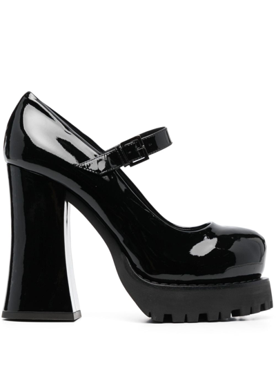 Shop Moschino 125mm Chunky Leather Pumps In Black