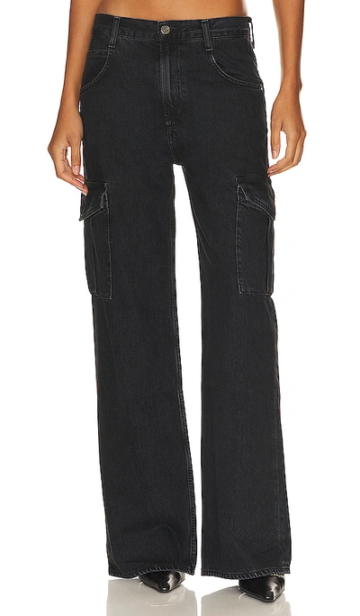 Agolde Wide-leg Cargo Jeans Featuring Belt Loops In Black