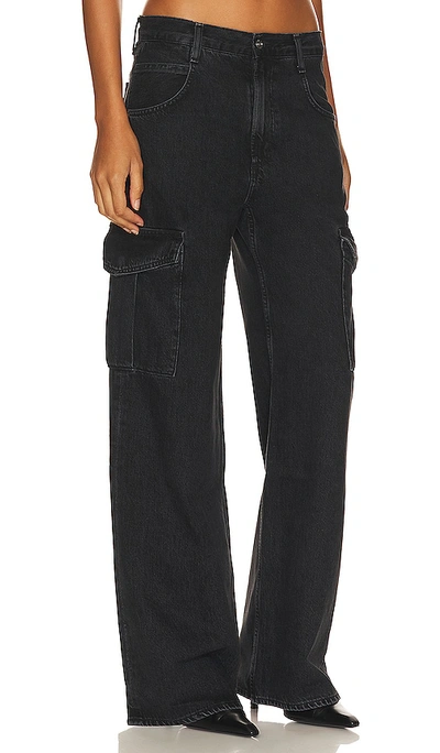 Agolde Wide-leg Cargo Jeans Featuring Belt Loops In Black