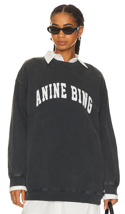 Shop Anine Bing Tyler Sweatshirt In Charcoal