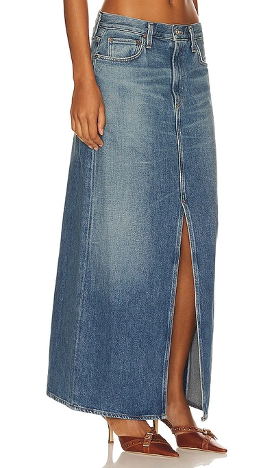 Agolde Leif Low-slung Denim Maxi Skirt In Blue