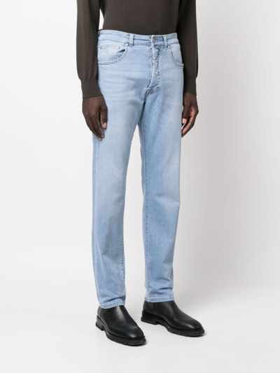 Shop Moorer Straight-leg Cotton-blend Jeans In Blau