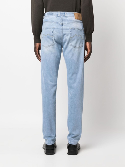 Shop Moorer Straight-leg Cotton-blend Jeans In Blau
