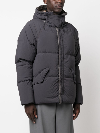 Ten C Arctic Hooded Down Jacket In Grau