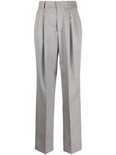 Shop Armarium High-waist Straight-leg Trousers In Grau