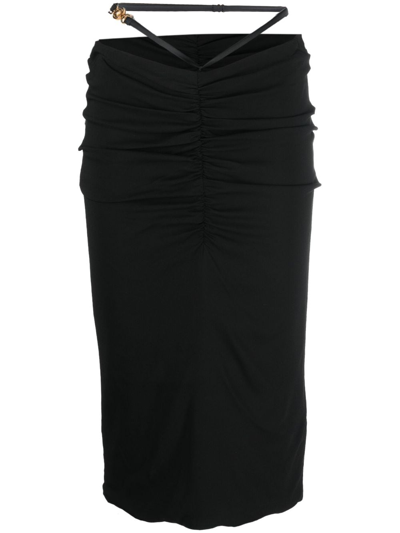 Versace Medusa-charm Belted Stretch-woven Midi Skirt In Schwarz