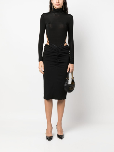 Versace Medusa-charm Belted Stretch-woven Midi Skirt In Schwarz