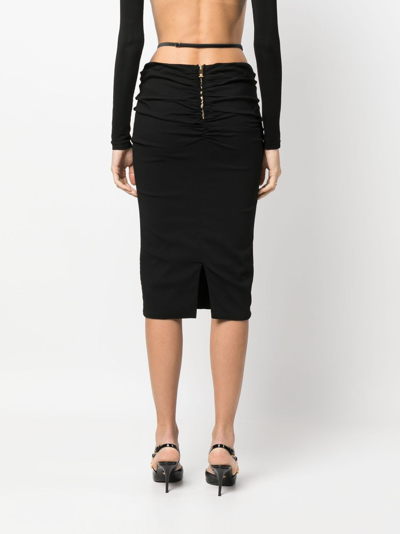 Versace Medusa-charm Belted Stretch-woven Midi Skirt In Schwarz