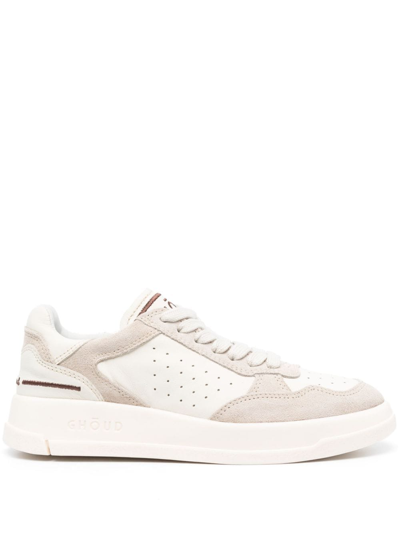 Shop Ghoud Panelled Leather Sneakers In Nude