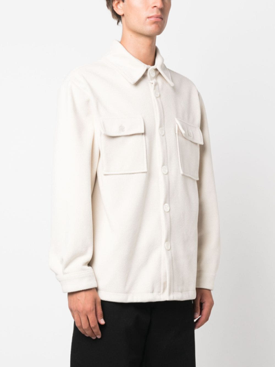 Shop Family First French-terry Flap-pocket Shirt In Weiss