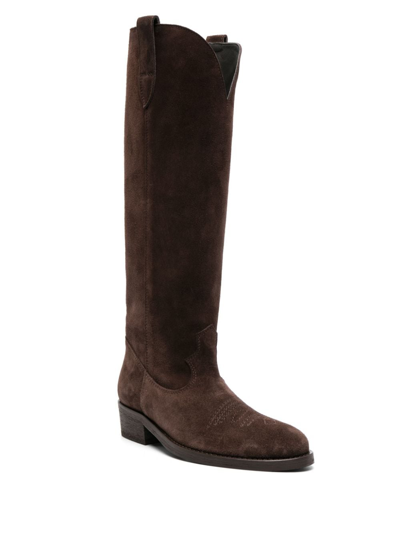 Shop Via Roma 15 Panelled Suede Knee-high Boots In Braun