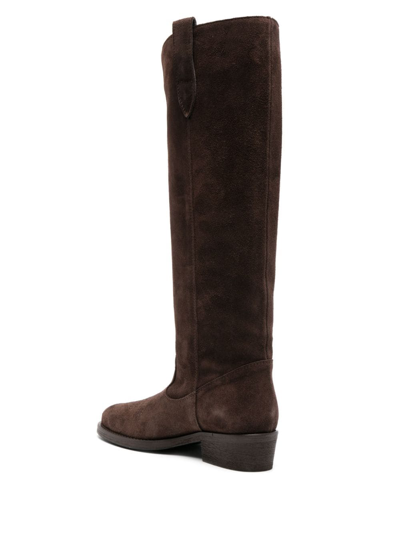 Shop Via Roma 15 Panelled Suede Knee-high Boots In Braun