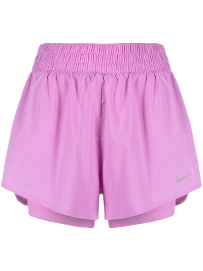 Shop Nike One Dri-fit High-waisted Shorts In Violett