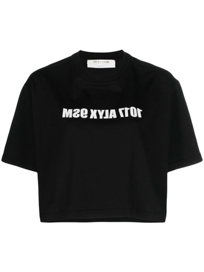 Shop Alyx Logo-print Cropped Cotton T-shirt In Schwarz