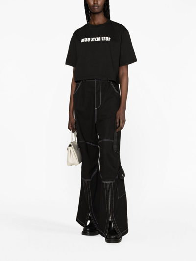 Shop Alyx Logo-print Cropped Cotton T-shirt In Schwarz