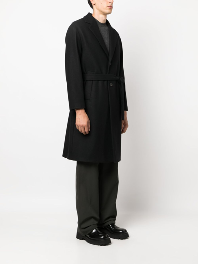 Hevo Blue Double-breasted Coat With Pointed Lapels In Wool Blend Man In Schwarz